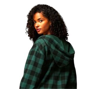 New With Tags! Fabletics Cozy Fleece Hooded 0nesie - Green Buffalo Plaid- Small